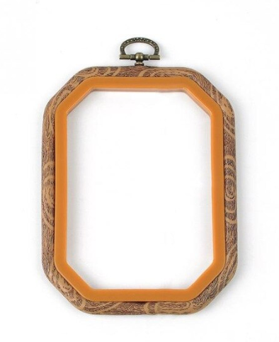 Plastic Faux Wood Grain Hoop Rectangle